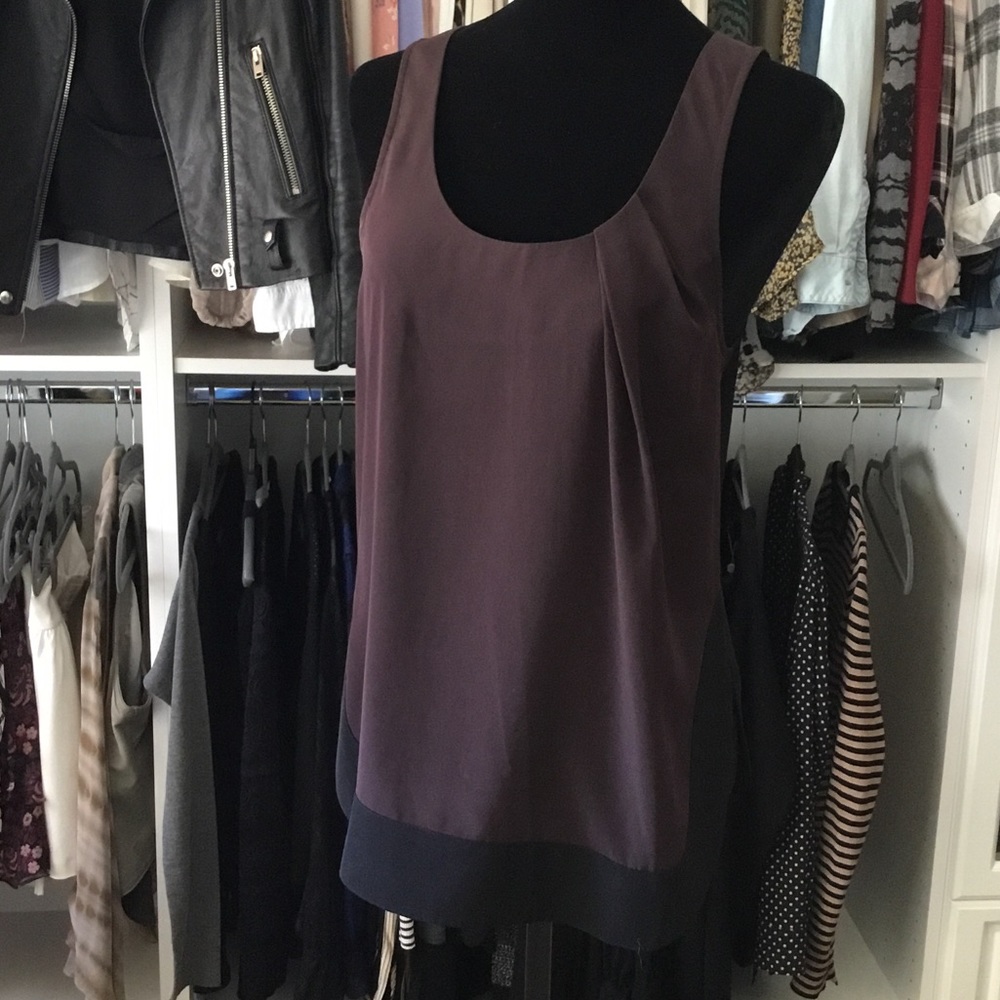 All Saints black/burgundy silk tank